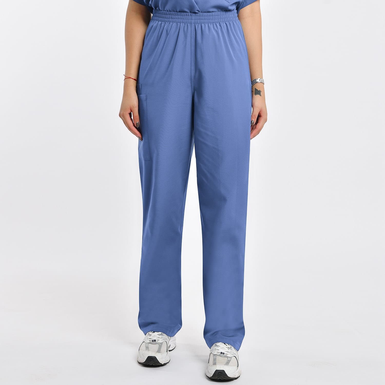 Women's 2-pocket cargo scrub pants, blue color, ideal for medical professionals, hospital and clinic uniforms.
