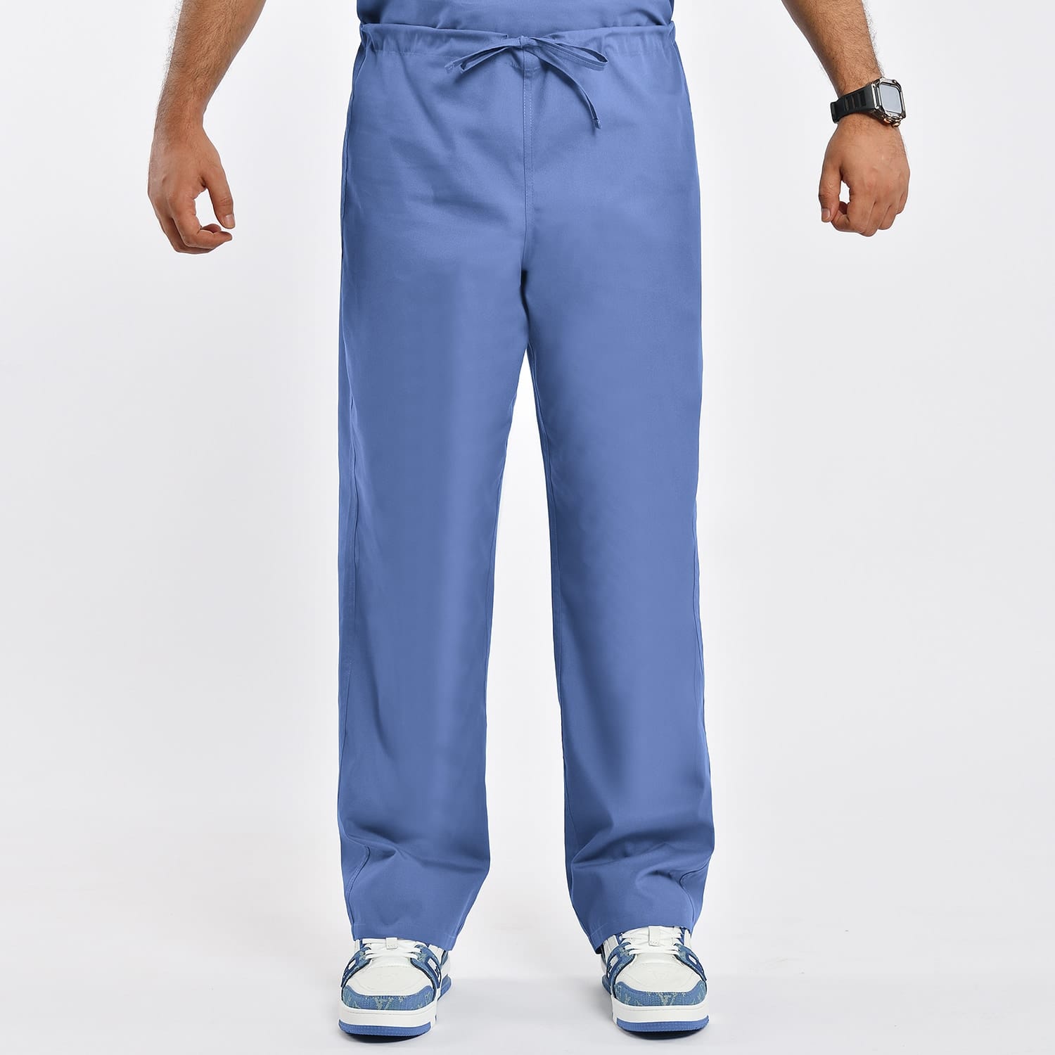 Unisex reversible scrub pants blue with adjustable waistband for comfort and flexibility. Suitable for healthcare workers.