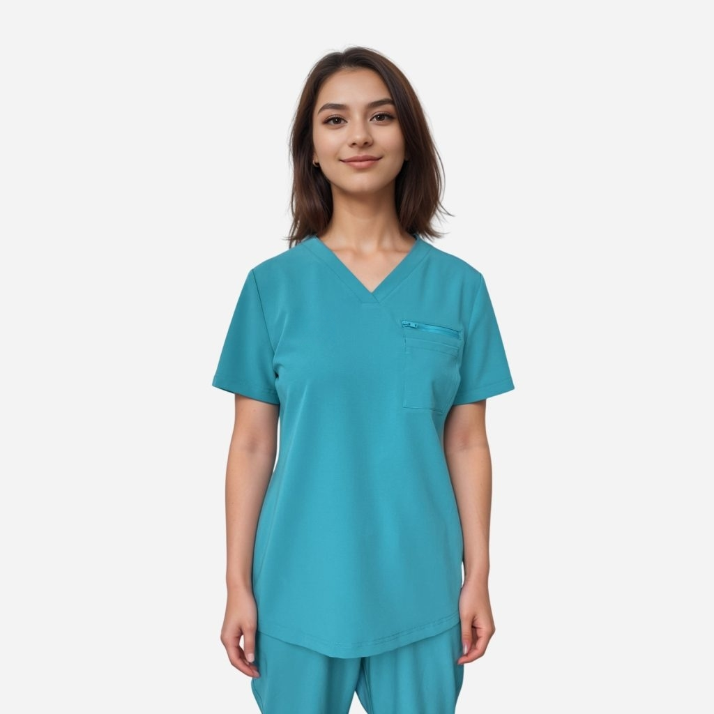 Surgical gown top with zipper pockets SS014T