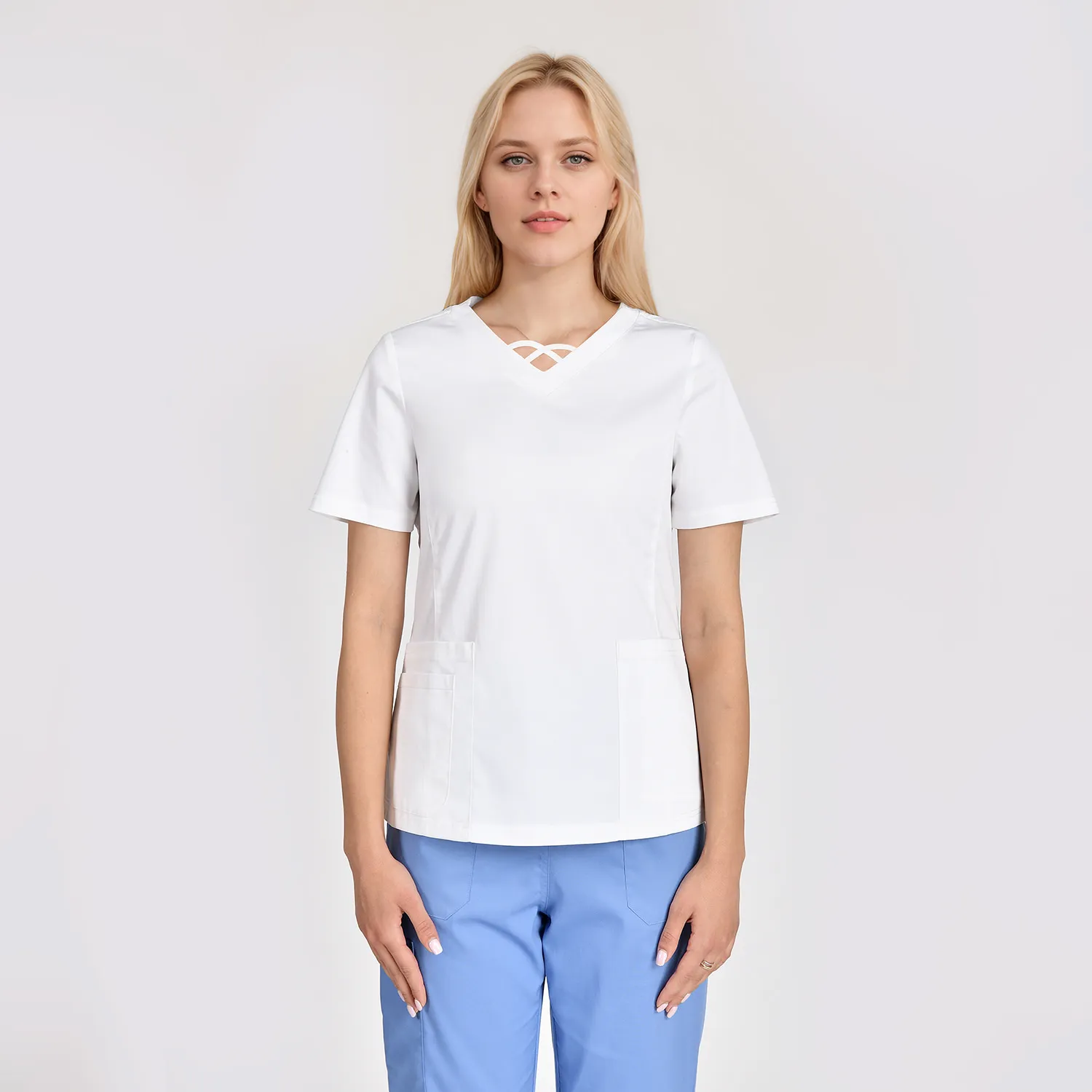 Fashion Women Scrubs V-Neck Top 12T013