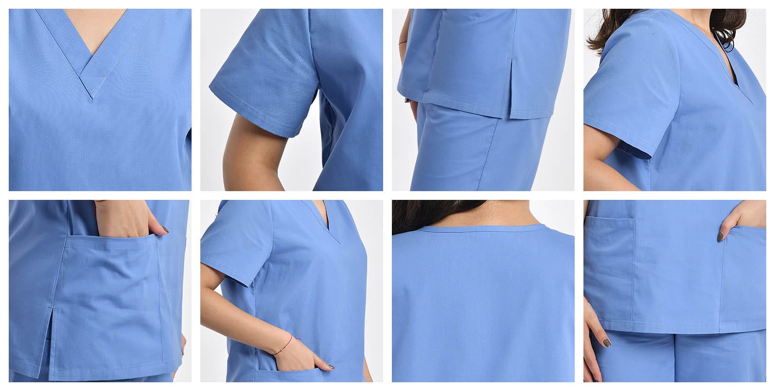 Unisex V-Neck Scrub Top with Pocket - More Details
