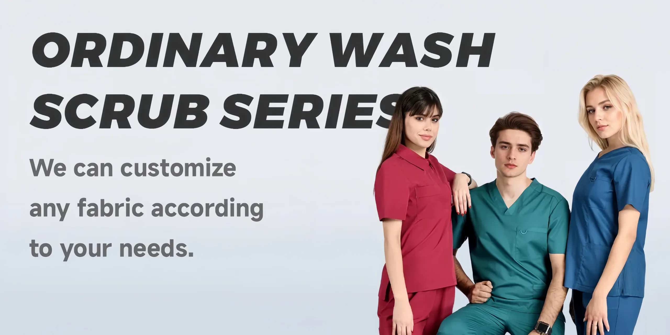 Customizable unisex scrub set in multiple colors, designed for healthcare professionals.