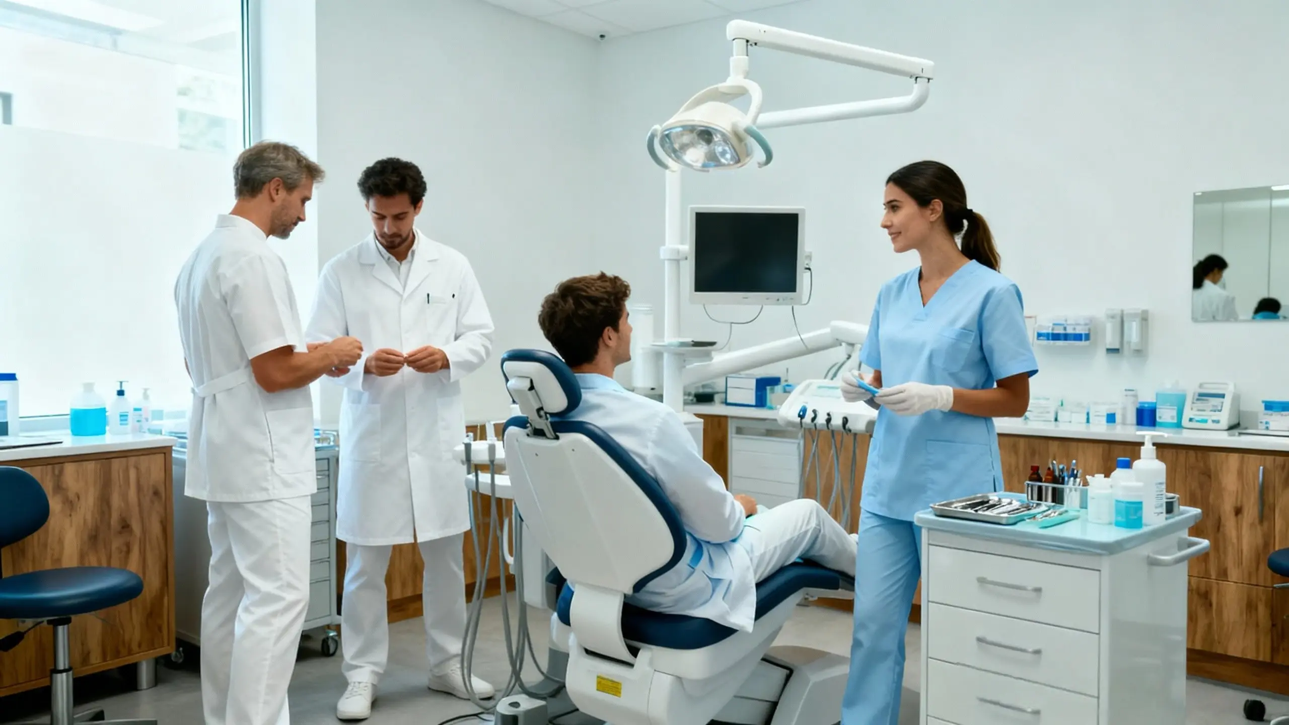 Dentists and Dental Hygienists in Professional Scrubs Dentists and Dental Hygienists in Professional Scrubs