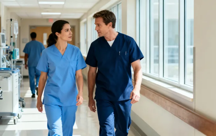 Nurses Wearing Blue Scrubs