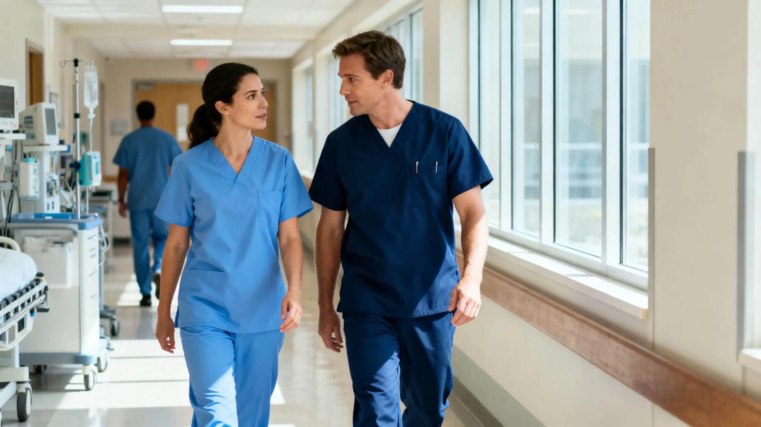 Nurses Wearing Blue Scrubs Nurses Wearing Blue Scrubs