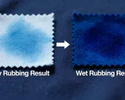 Comparison of dry and wet rubbing colorfastness test results