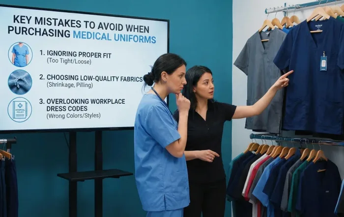 Mistakes in buying medical uniforms: wrong sizes, ignoring dress codes, poor fabric choice.