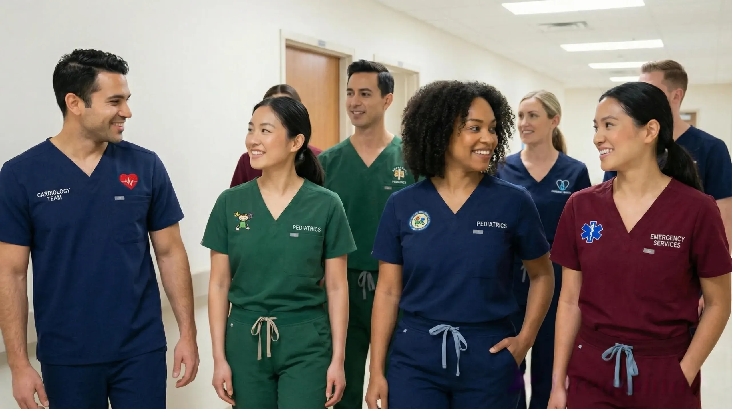 Customized Medical Scrubs with Logo and Department Colors