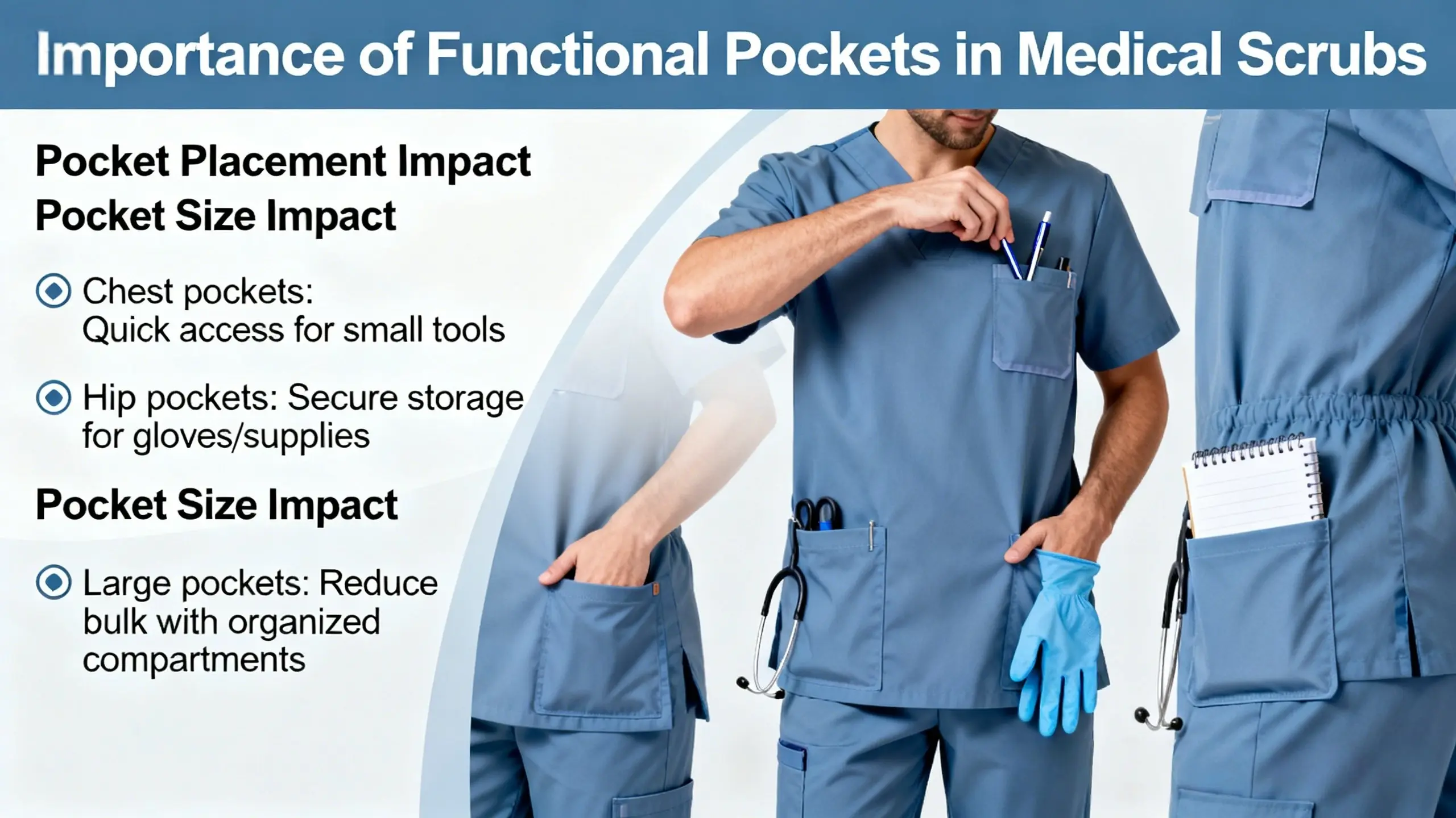 functional pockets in medical scrubs design
