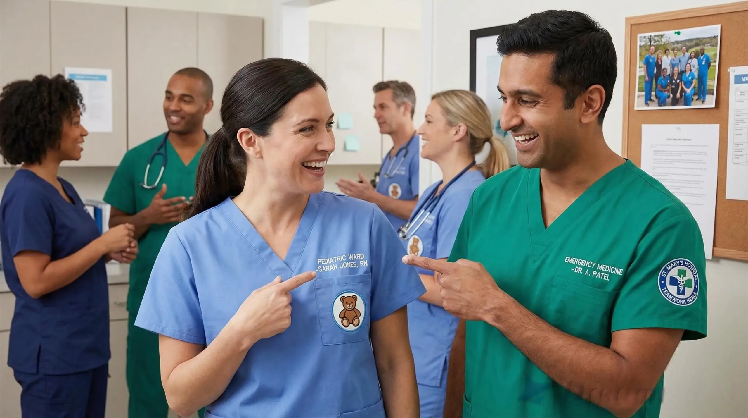 Customized medical scrubs with logos and embroidery