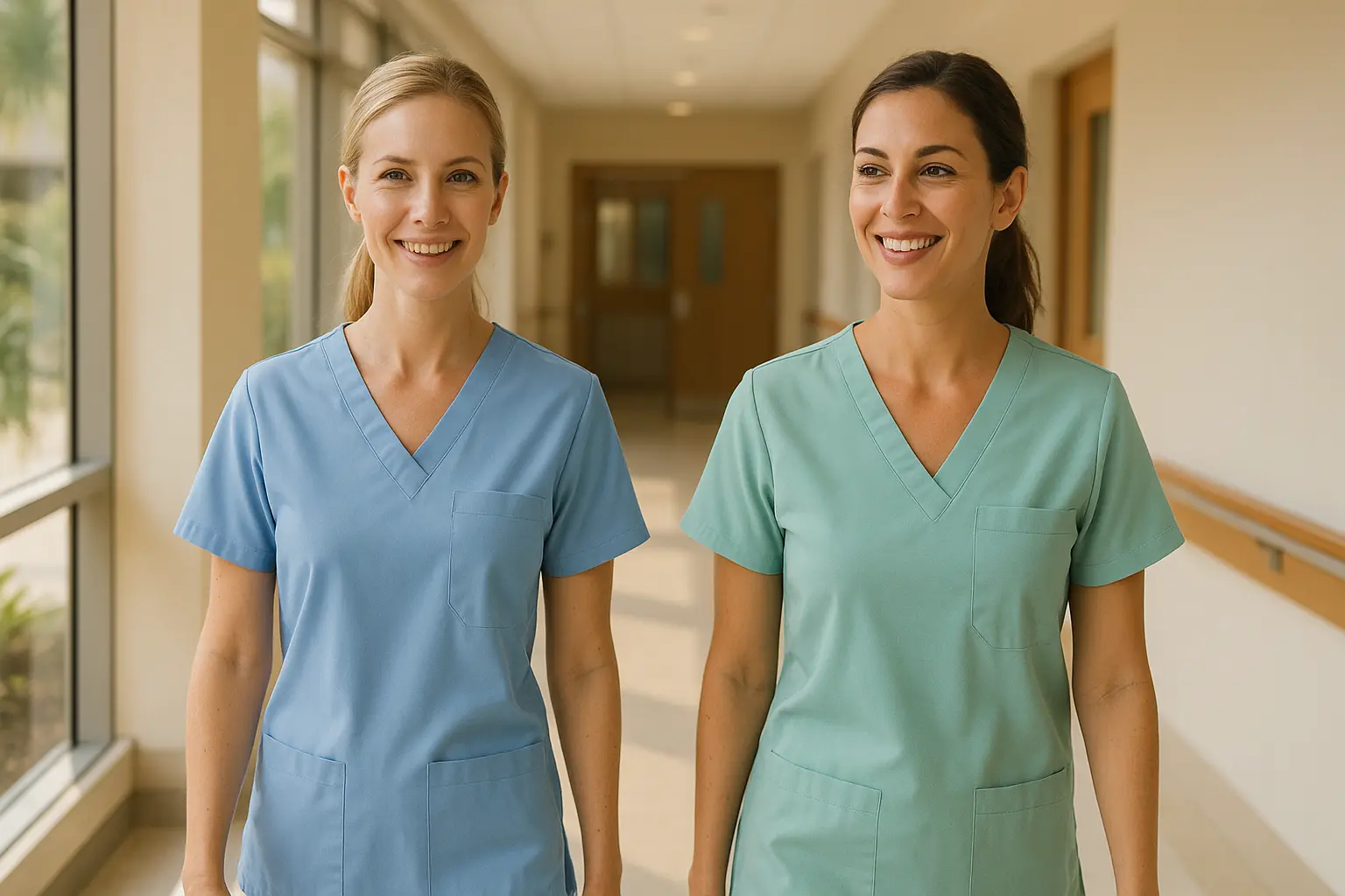 Nurse wearing breathable medical scrubs
