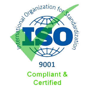 ISO 9001 certification badge for quality management compliance