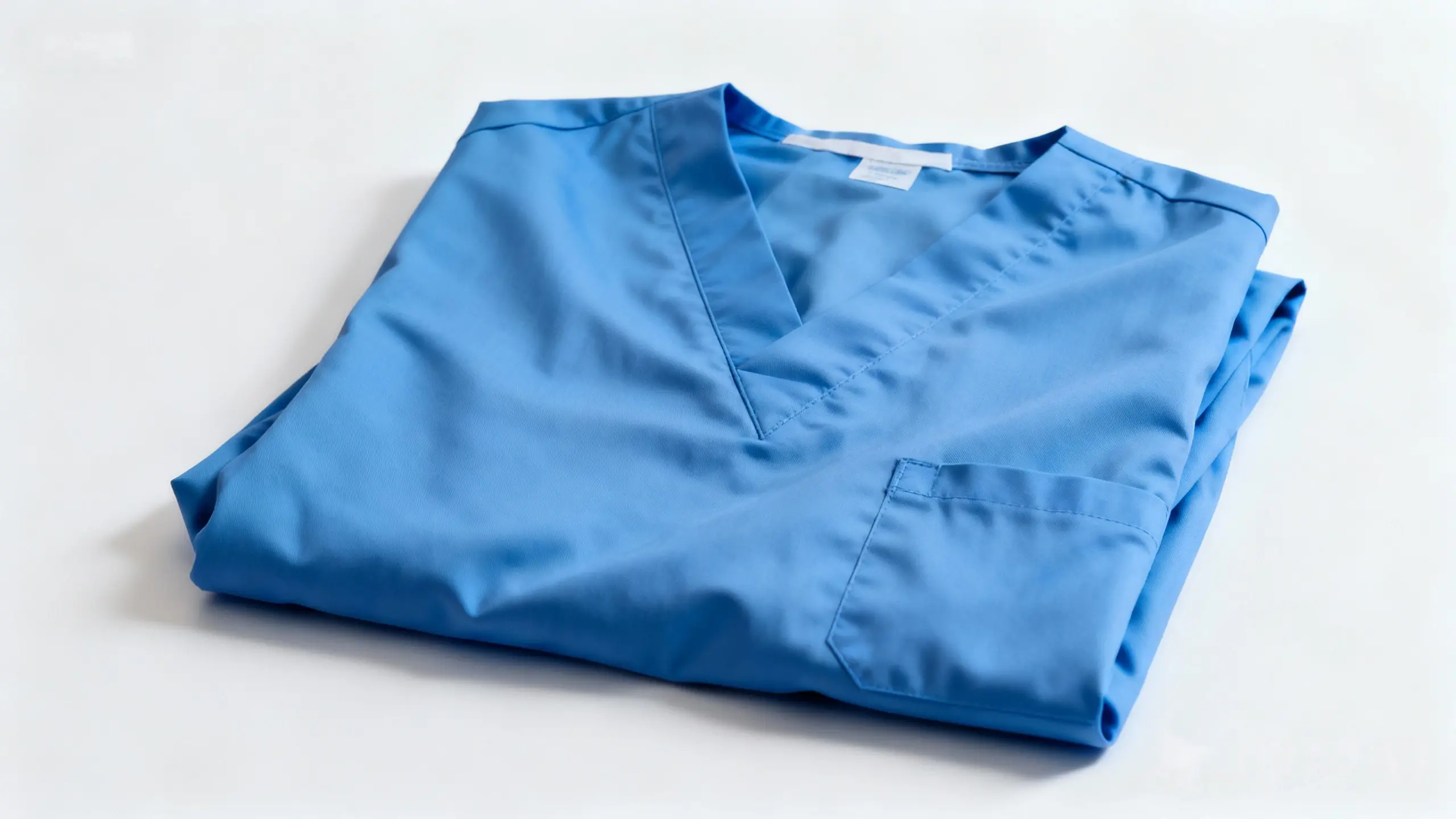 Polyester medical scrubs showing wrinkle resistance after washing