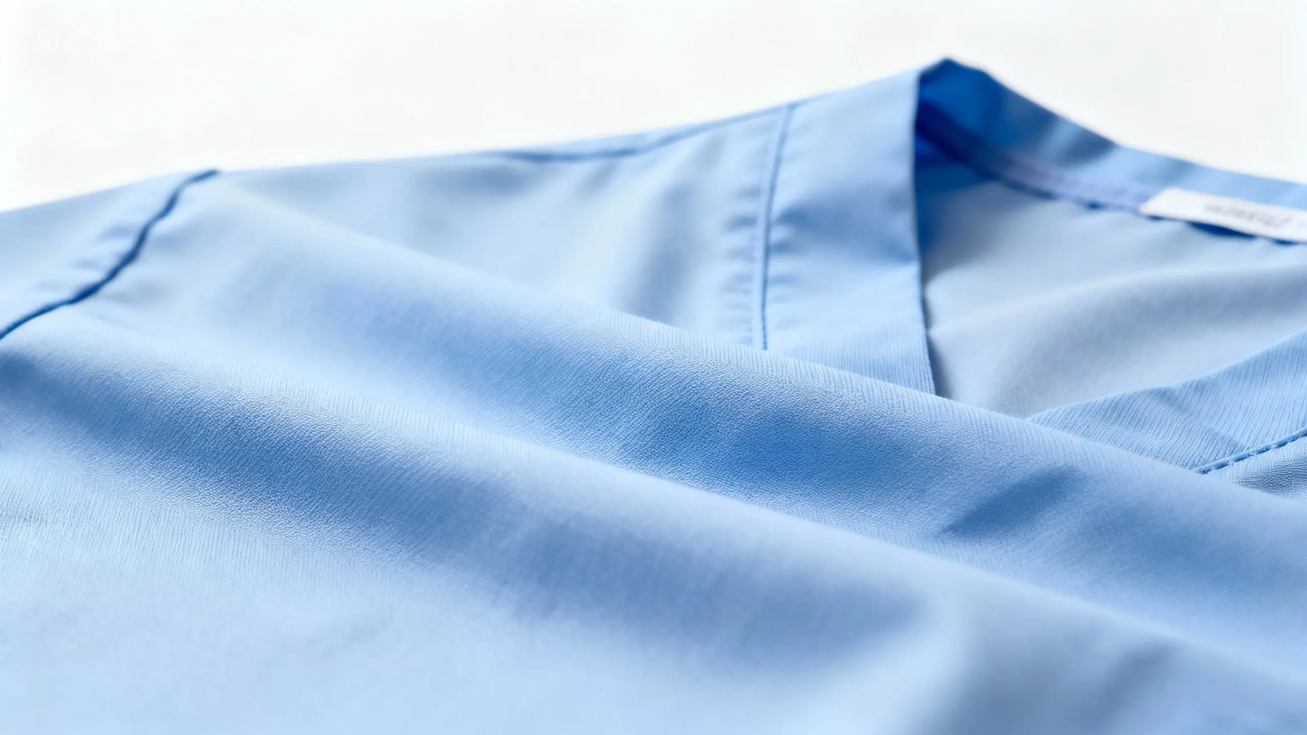 scrub-fabric-poly-viscose-spandex-blend Close-up of custom medical scrub fabric: 72% polyester, 21% viscose, 7% spandex blend